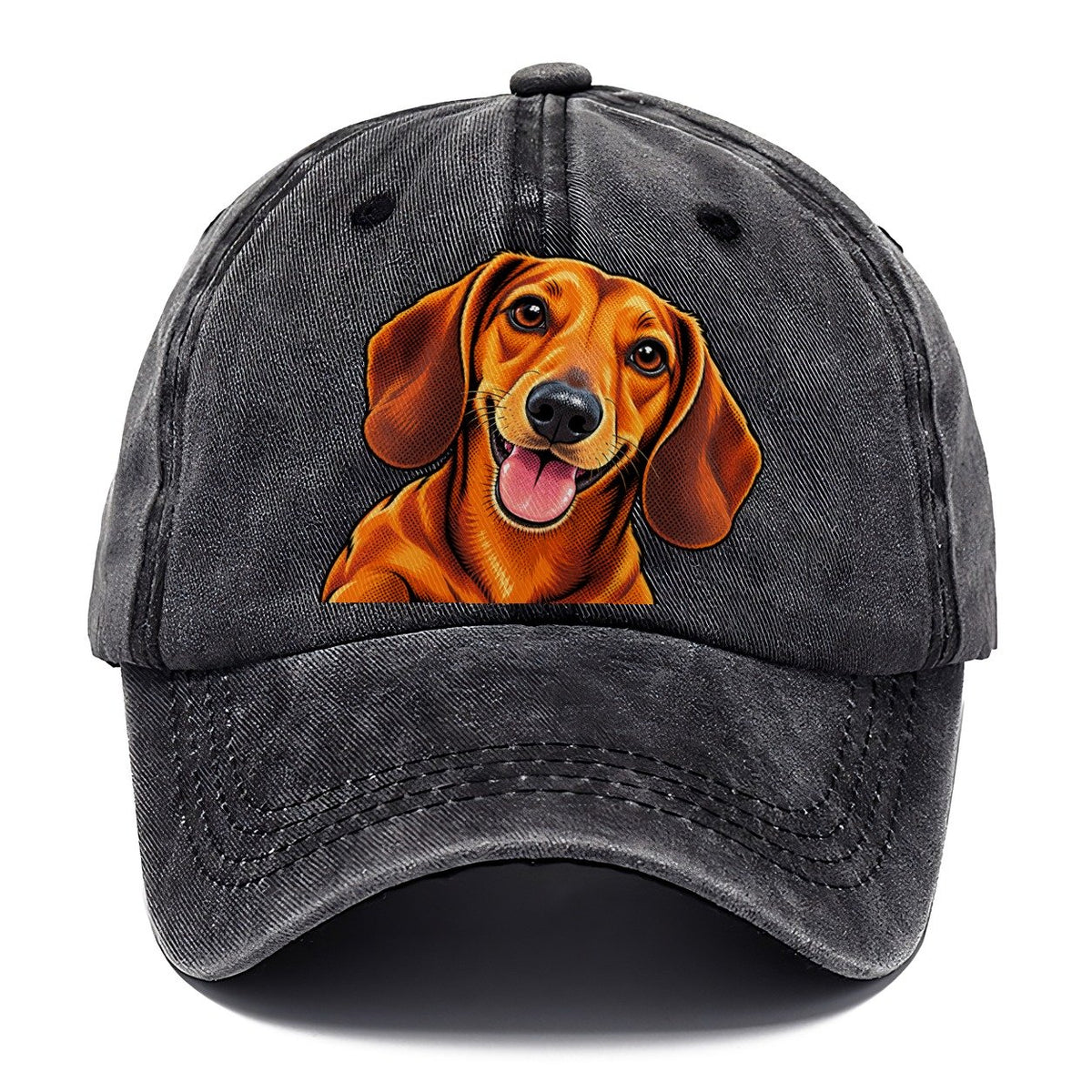 Happy Dachshund Portrait Classic Cap – Graphite