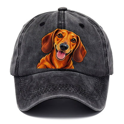 Happy Dachshund Portrait Classic Cap – Graphite