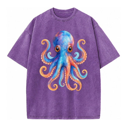 Octopus Cute Vintage T-shirt – Purple