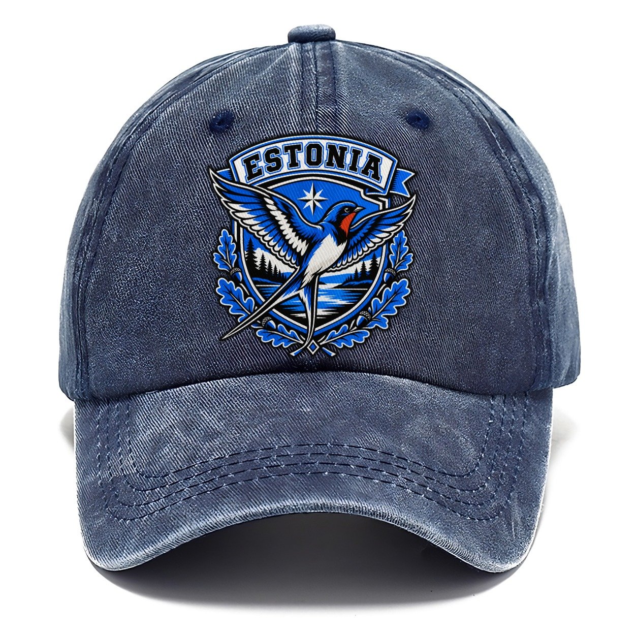 Estonia Retro Badge Country Logos Classic Cap – Twilight Navy
