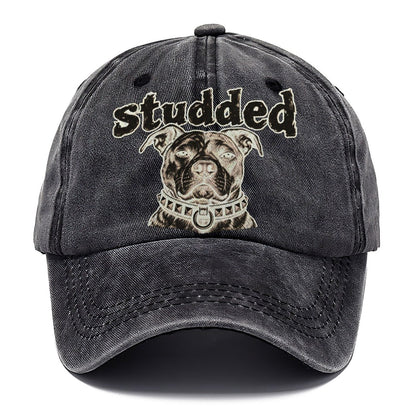 A Broad Skulled Dog Head Wearing A Heavy Studded Collar Bark For Me Classic Cap – Graphite