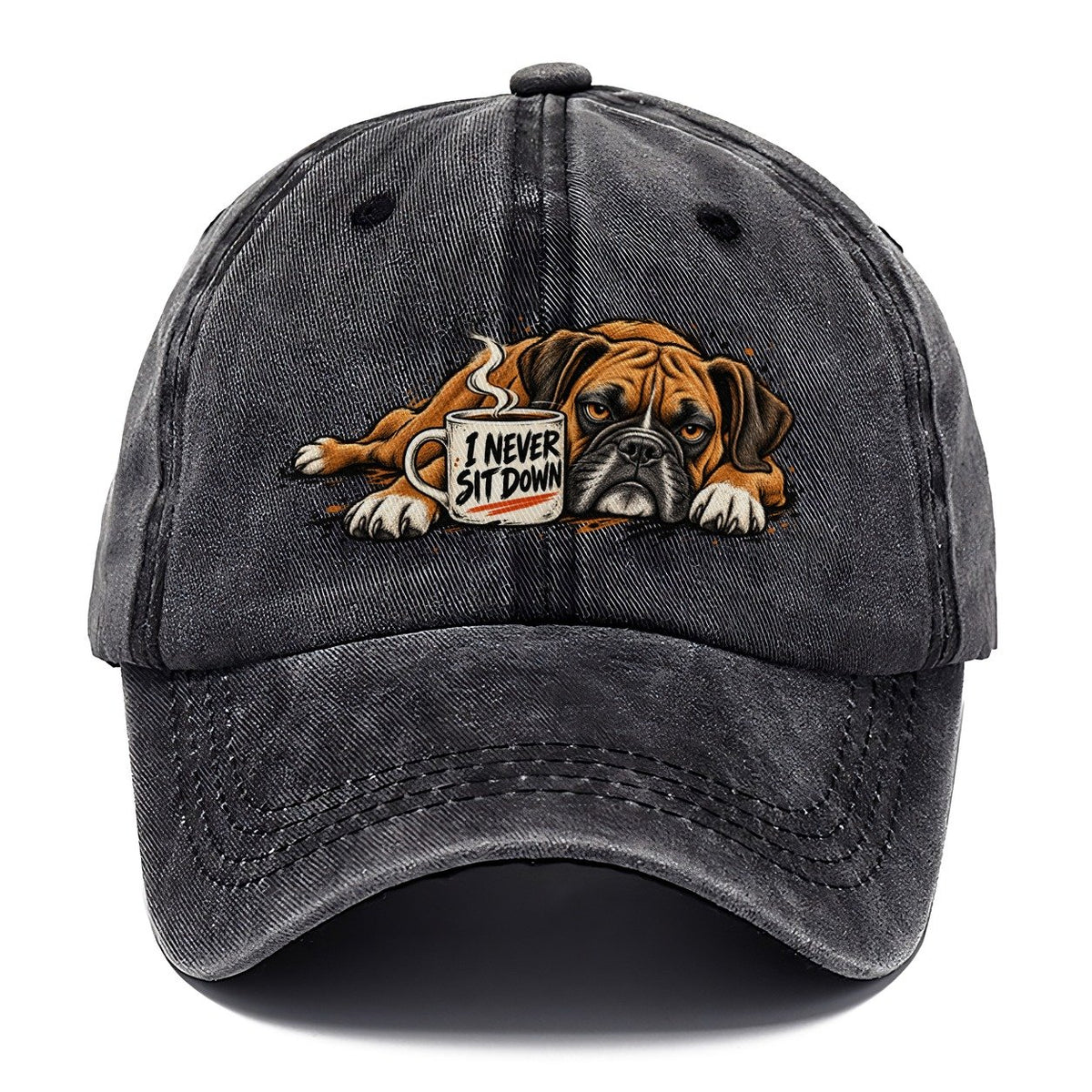 I Never Sit Down Boxer Dog Coffee Classic Cap – Graphite