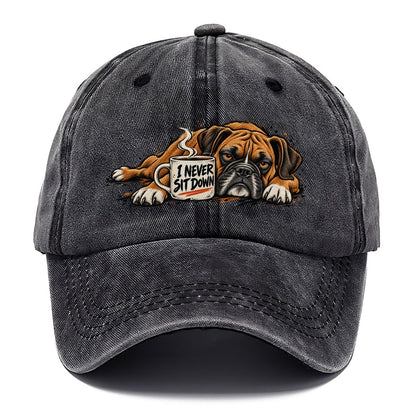 I Never Sit Down Boxer Dog Coffee Classic Cap – Graphite