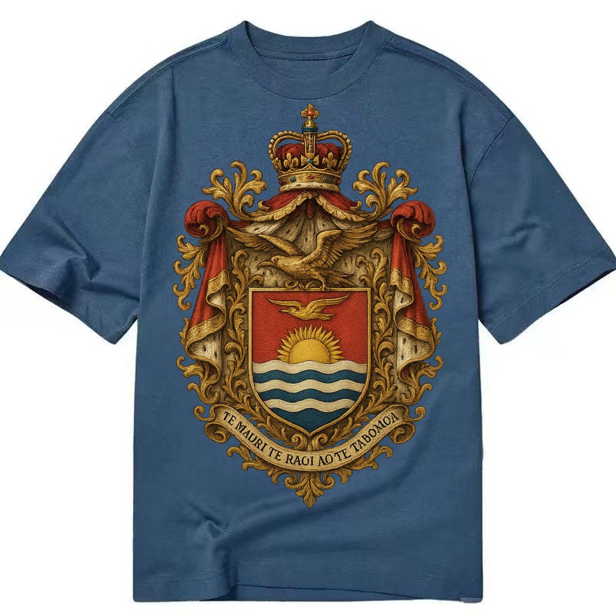 Golden Peace Embroidered Classic T-shirt – Twilight Navy