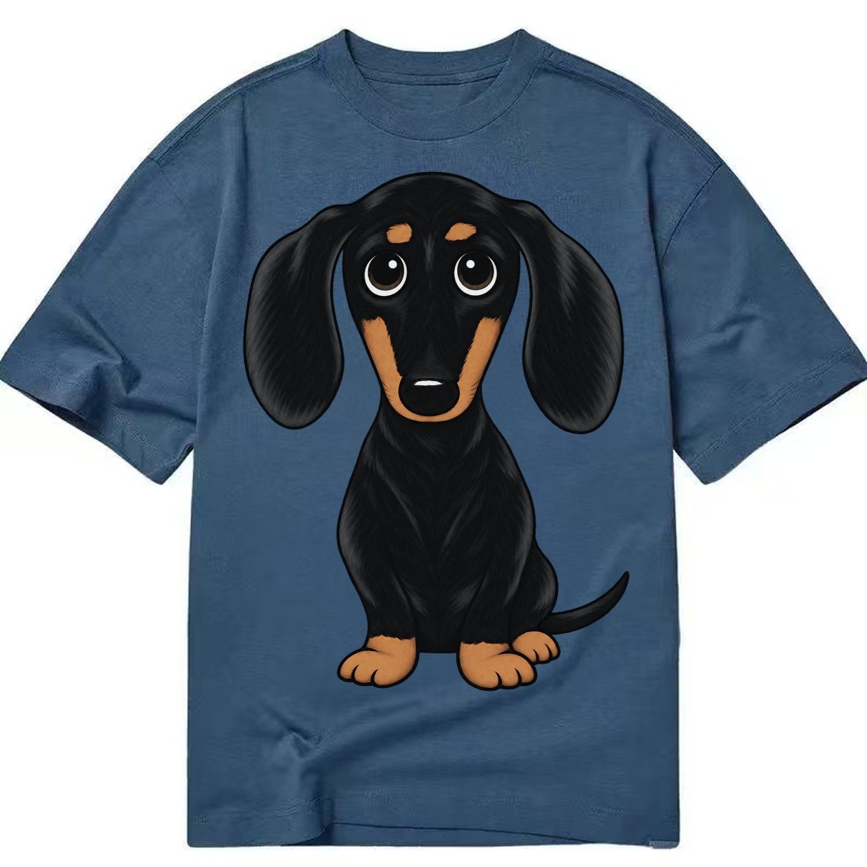 Vintage Style Dachshund Print Classic T-shirt – Twilight Navy