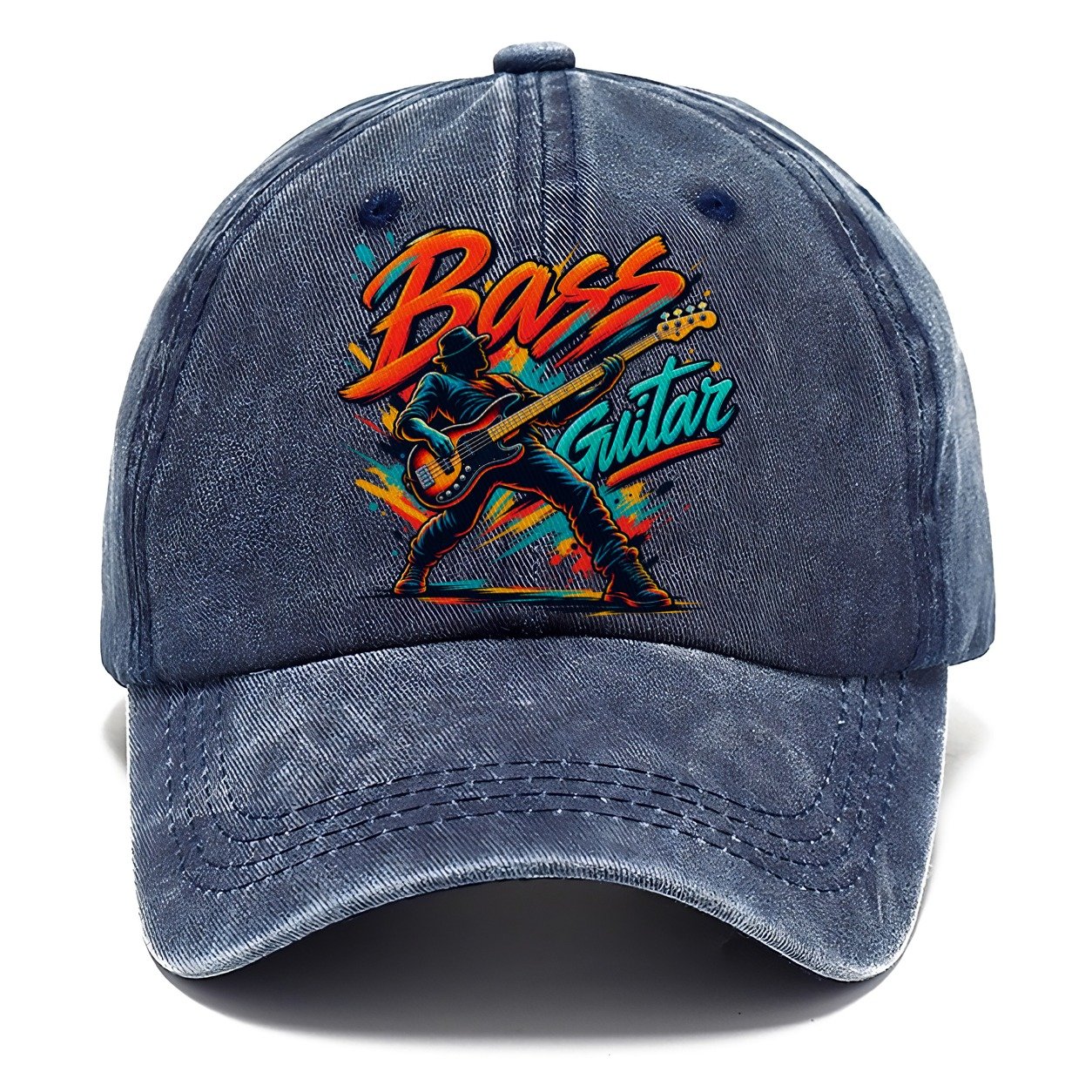 Bass Guitar Wordmark Music Instruments Classic Cap – Twilight Navy