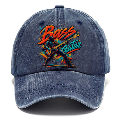 Bass Guitar Wordmark Music Instruments Classic Cap – Twilight Navy