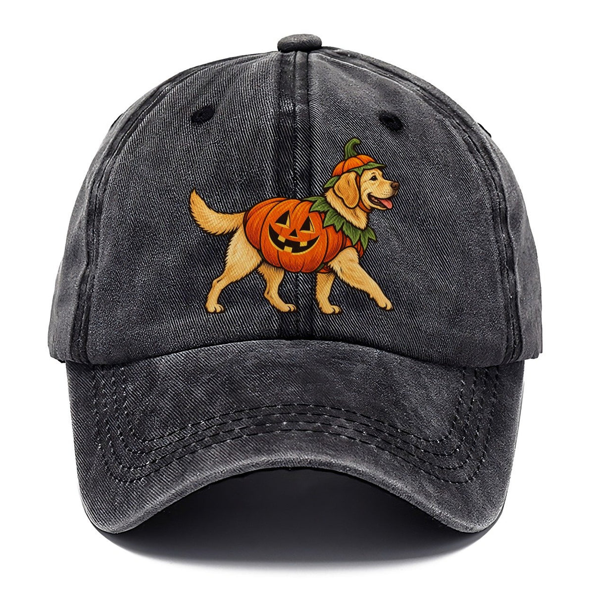 One Labrador Retriever In Halloween Costume Jack O Lantern Pumpkin Costume With Carved Smile Halloween Dog Parade Classic Cap – Graphite