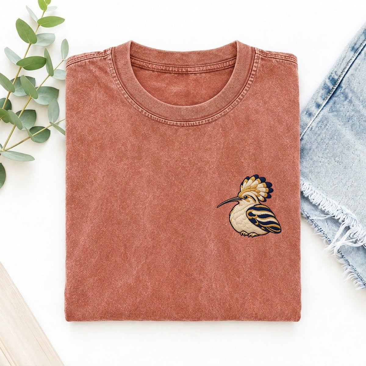 Hoopoe Crest Lift Left Chest Vintage T-shirt – Terracotta