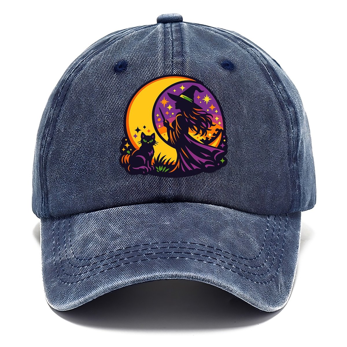 Moonlit Witch Cat Classic Cap – Twilight Navy