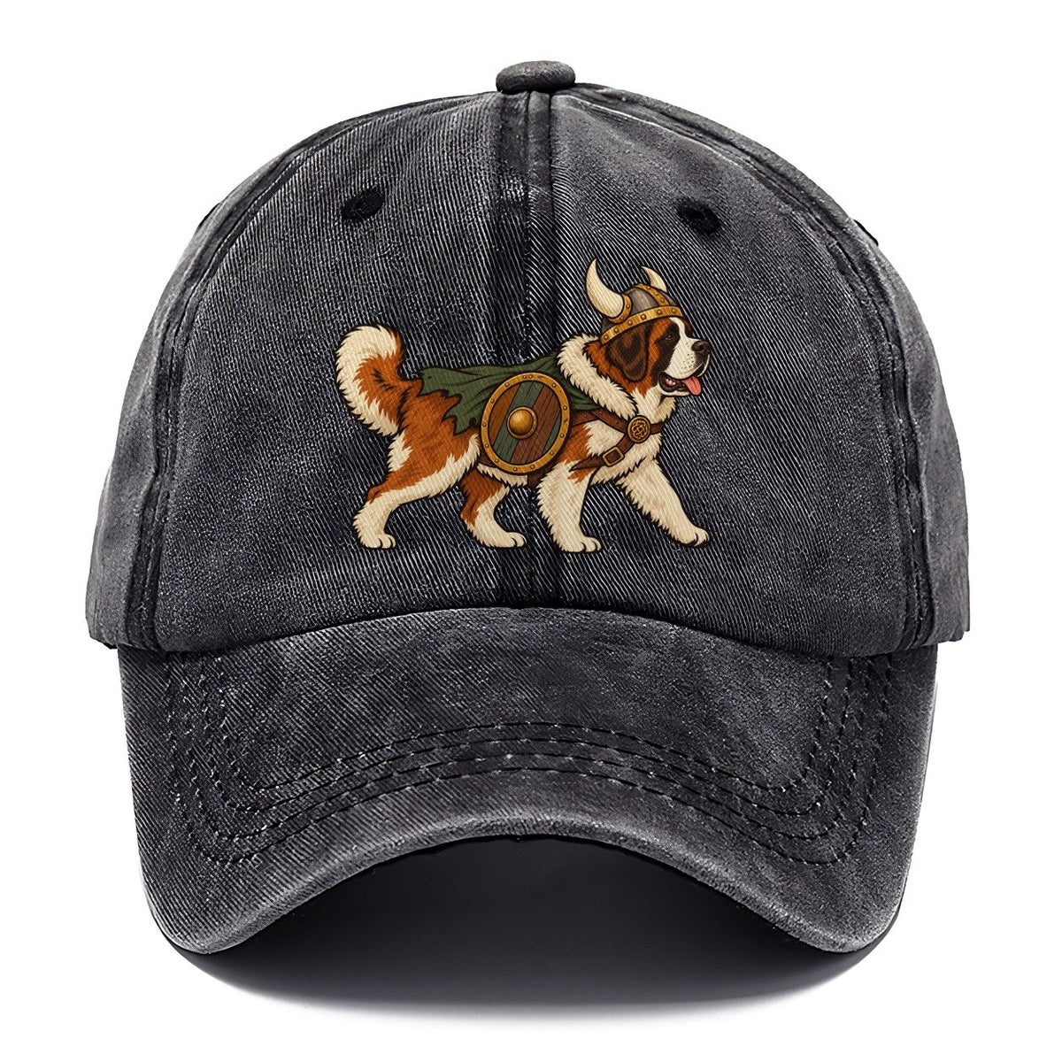 One Saint Bernard In Halloween Costume Viking Costume With A Horned Helmet And Small Shield Halloween Dog Parade Classic Cap – Graphite