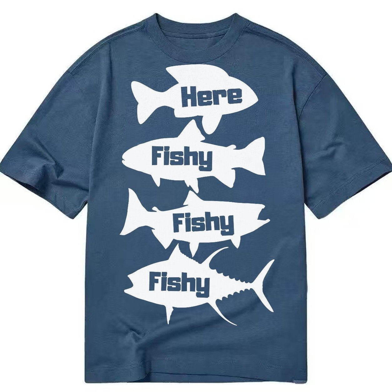 Here Fishy Fishy Fishy Classic T-shirt – Twilight Navy