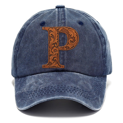 Tooled Leather P Monogram Classic Cap – Twilight Navy
