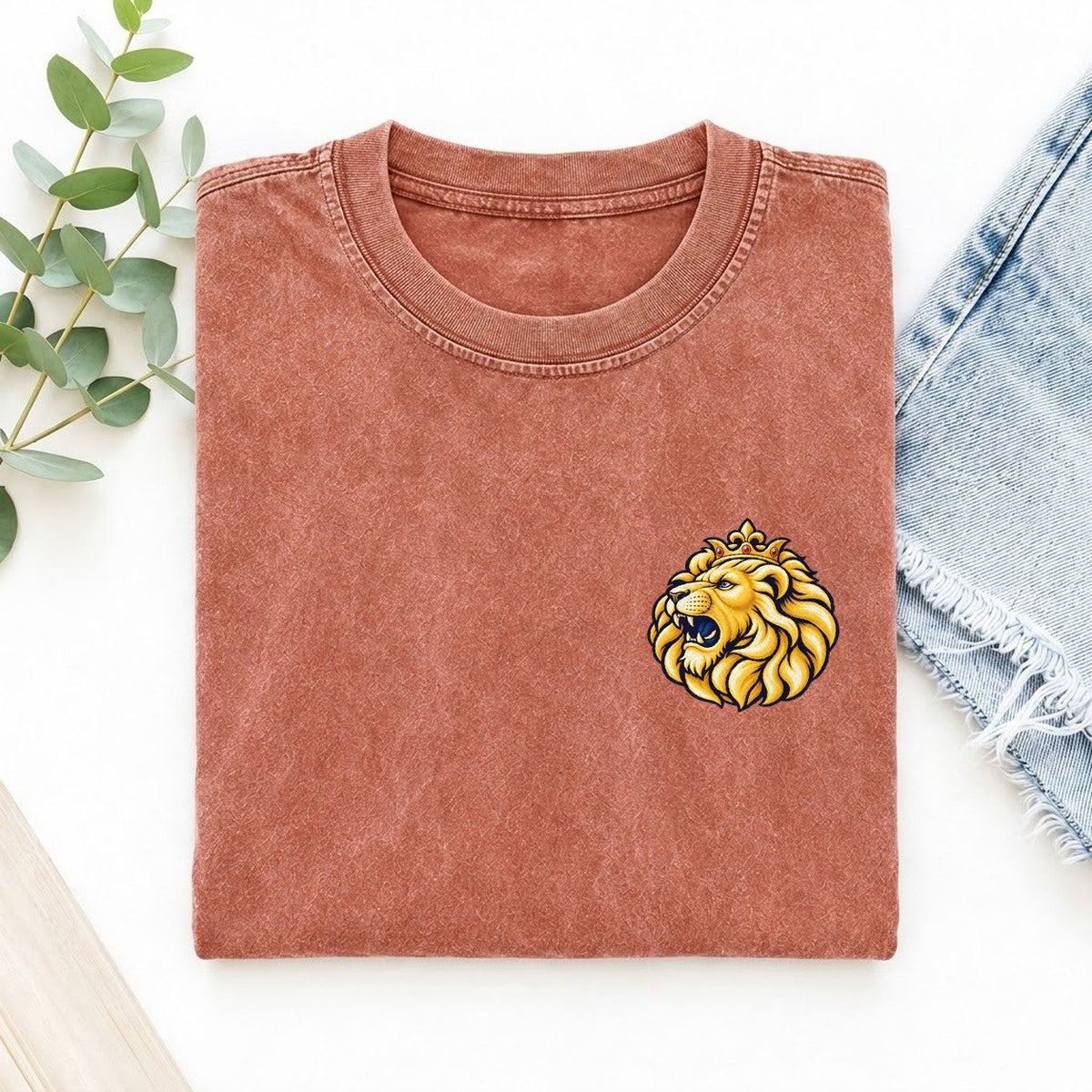 Lion Of Judah Left Chest Vintage T-shirt – Terracotta