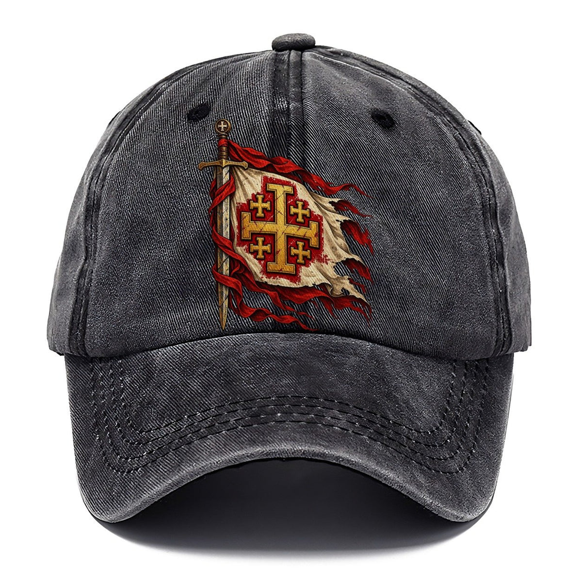 Crusader Heraldry Jerusalem Cross Shield Classic Cap – Graphite