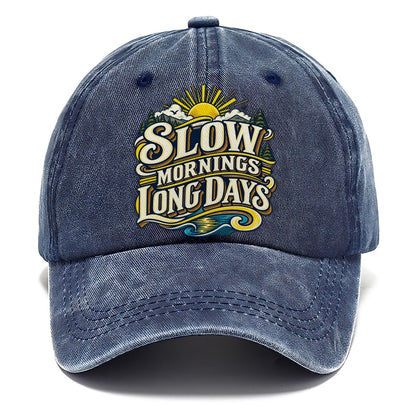 Slow Mornings Long Days Retired Living Classic Cap – Twilight Navy
