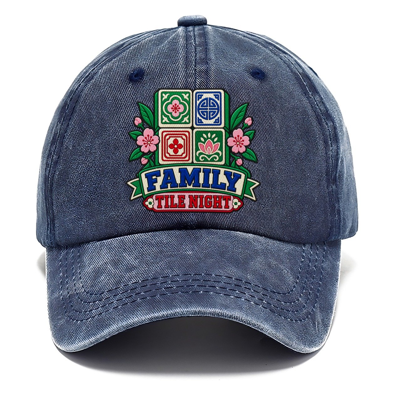 Family Tile Night Mahjong Game Night Classic Cap – Twilight Navy