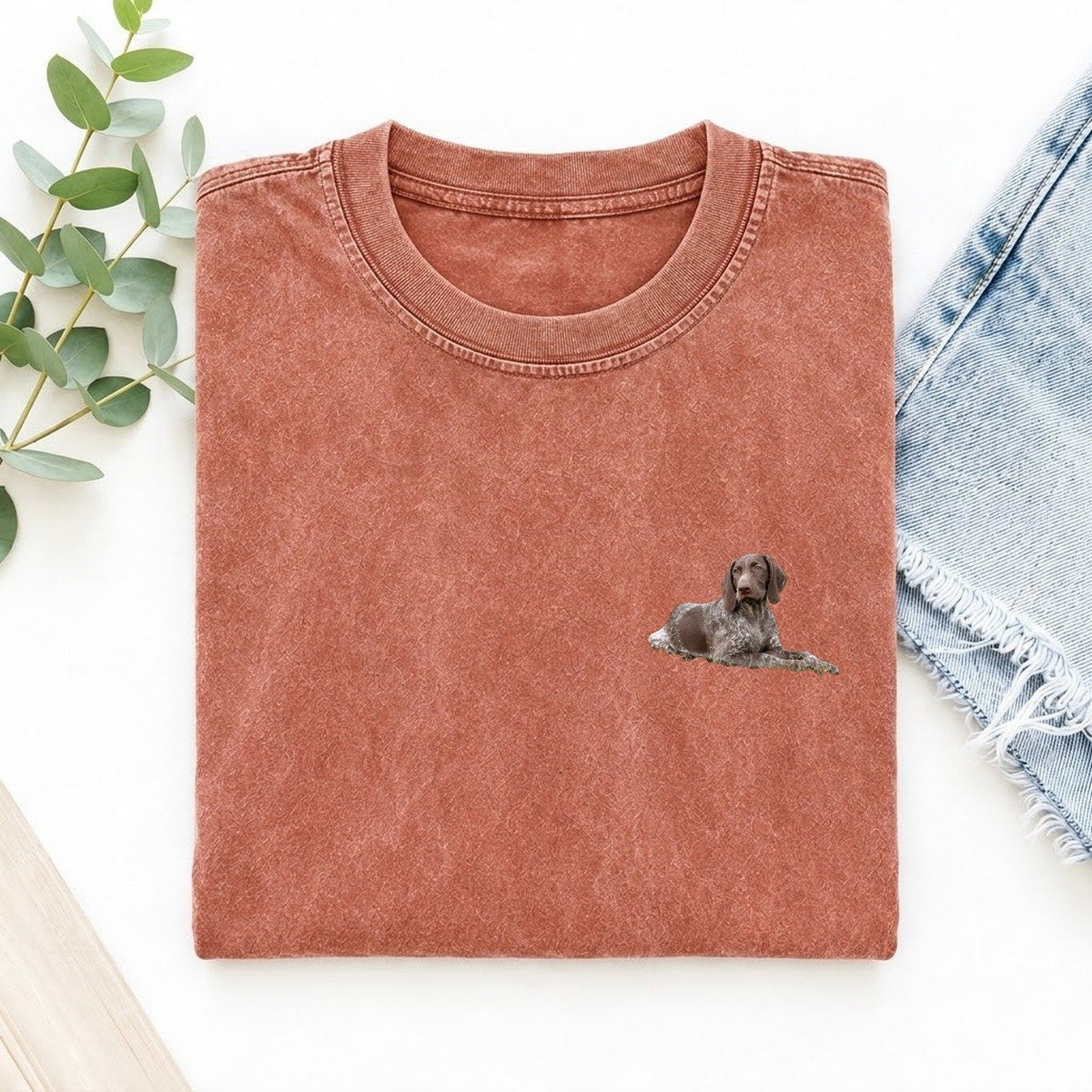 German Shorthaired Pointer Left Chest Vintage T-shirt – Terracotta