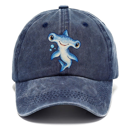 Hammerhead Shark Curious Tilt Sea Sprite Classic Cap – Twilight Navy