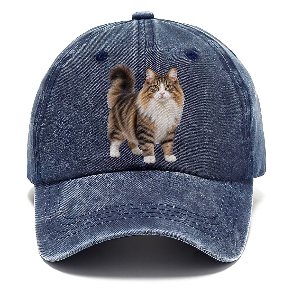 Norwegian Forest Cat Standing Three Quarter Realistic Cat Portrait Classic Cap – Twilight Navy