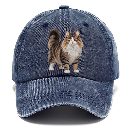 Norwegian Forest Cat Standing Three Quarter Realistic Cat Portrait Classic Cap – Twilight Navy