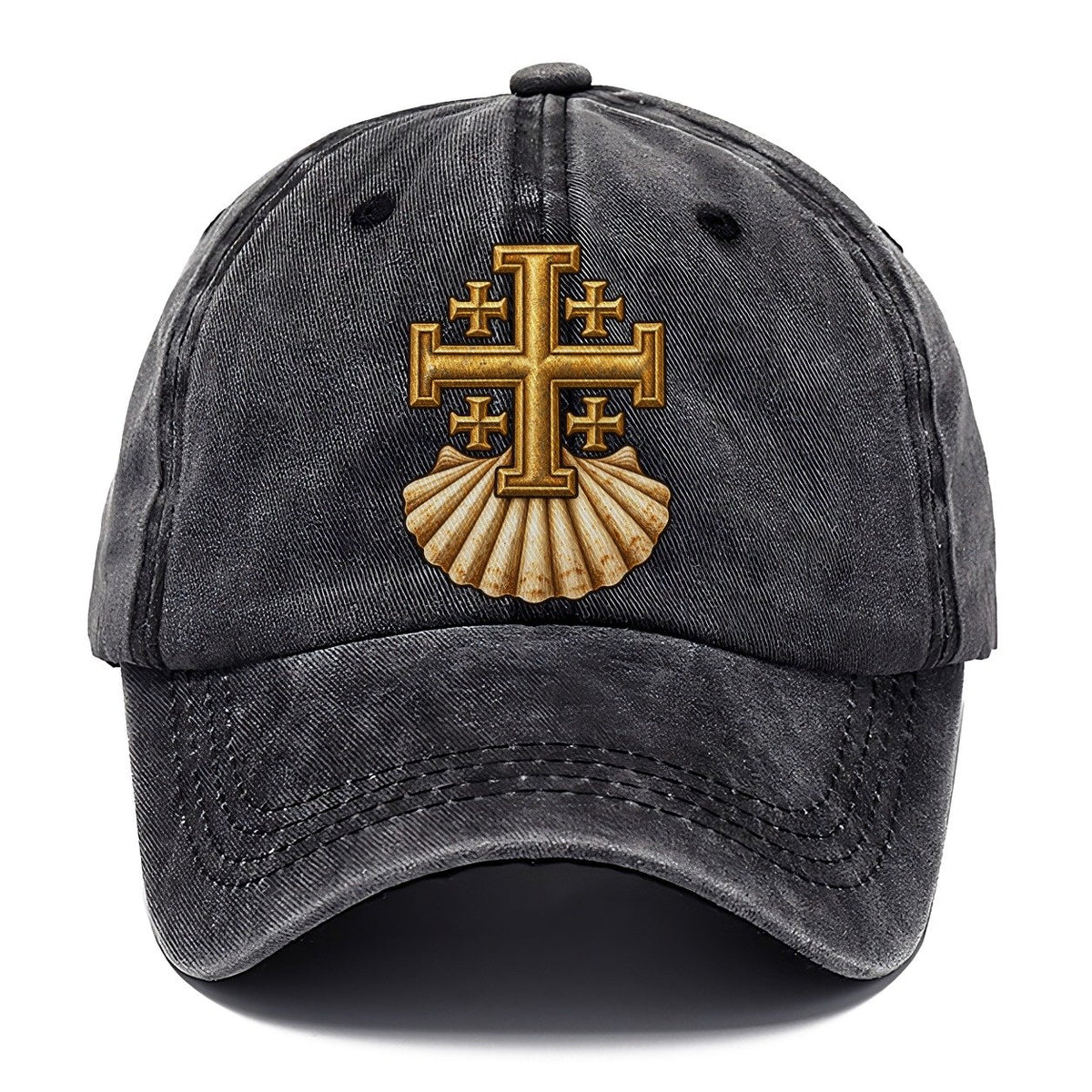 Jerusalem Cross Scallop Shell Fan Favorites Classic Cap – Graphite