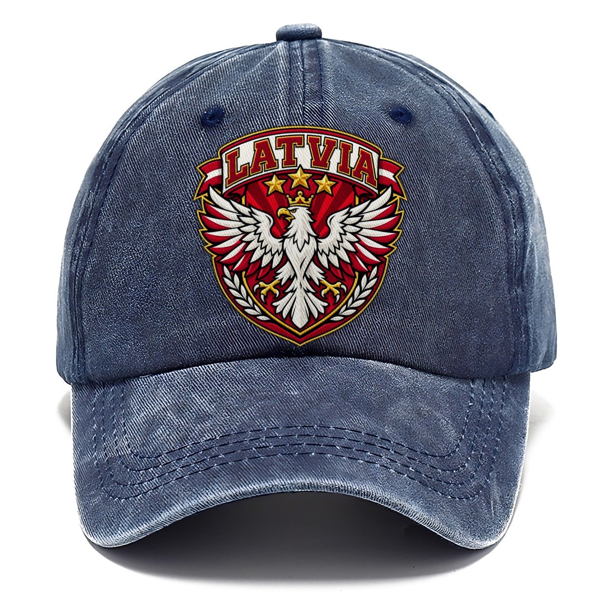 Latvia Retro Badge Country Logos Classic Cap – Twilight Navy