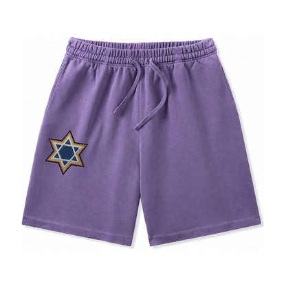 Star Of David Washed Shorts – Purple