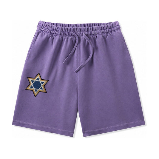 Star Of David Washed Shorts – Purple