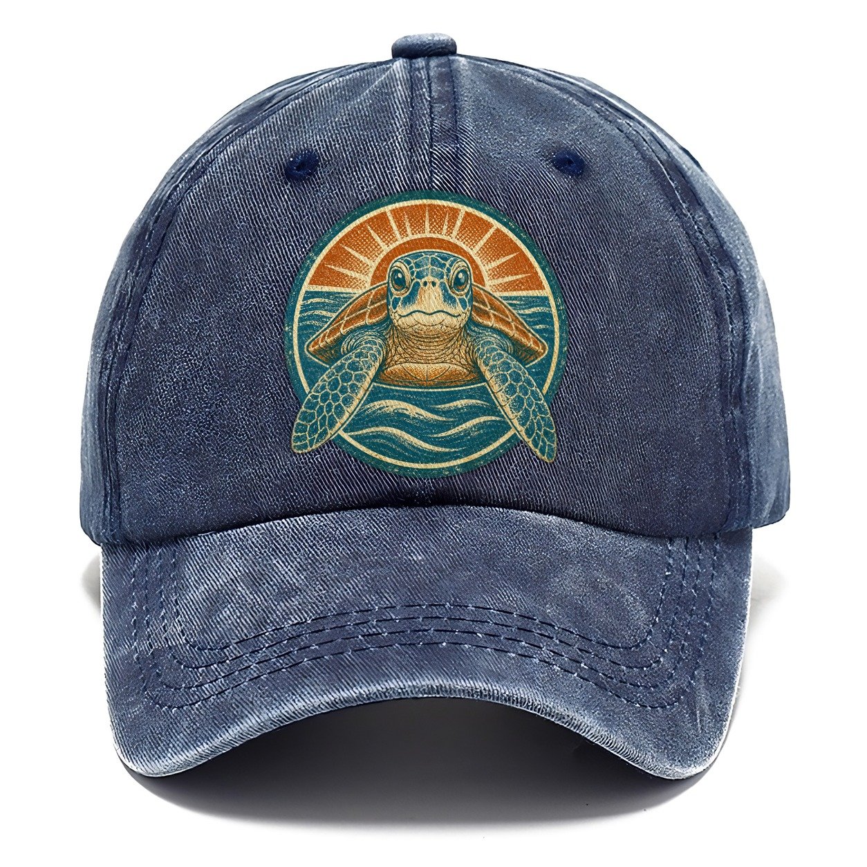 Vintage Sea Turtle Sunrise Classic Cap – Twilight Navy