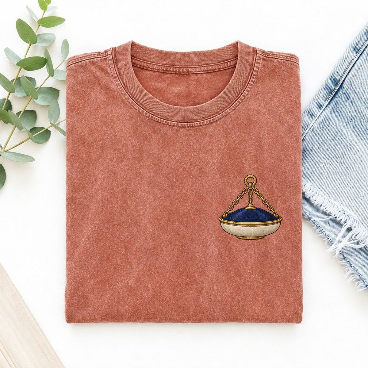 Thurible Chain Arc Left Chest Vintage T-shirt – Terracotta