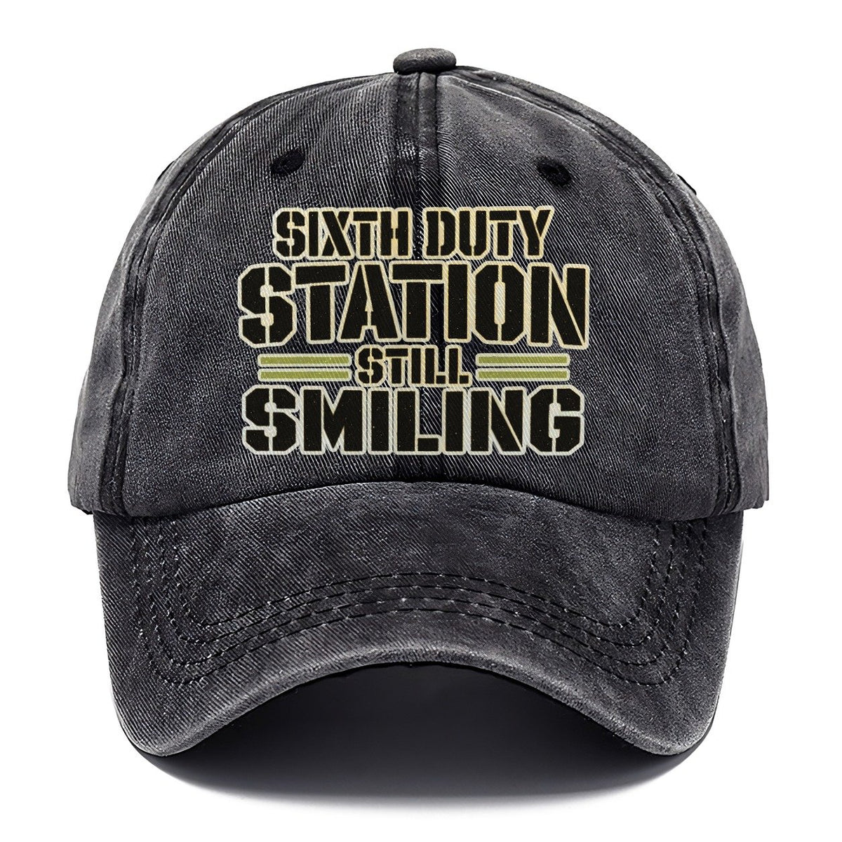 Sixth Duty Station Still Smiling Barracks Wit Classic Cap – Graphite