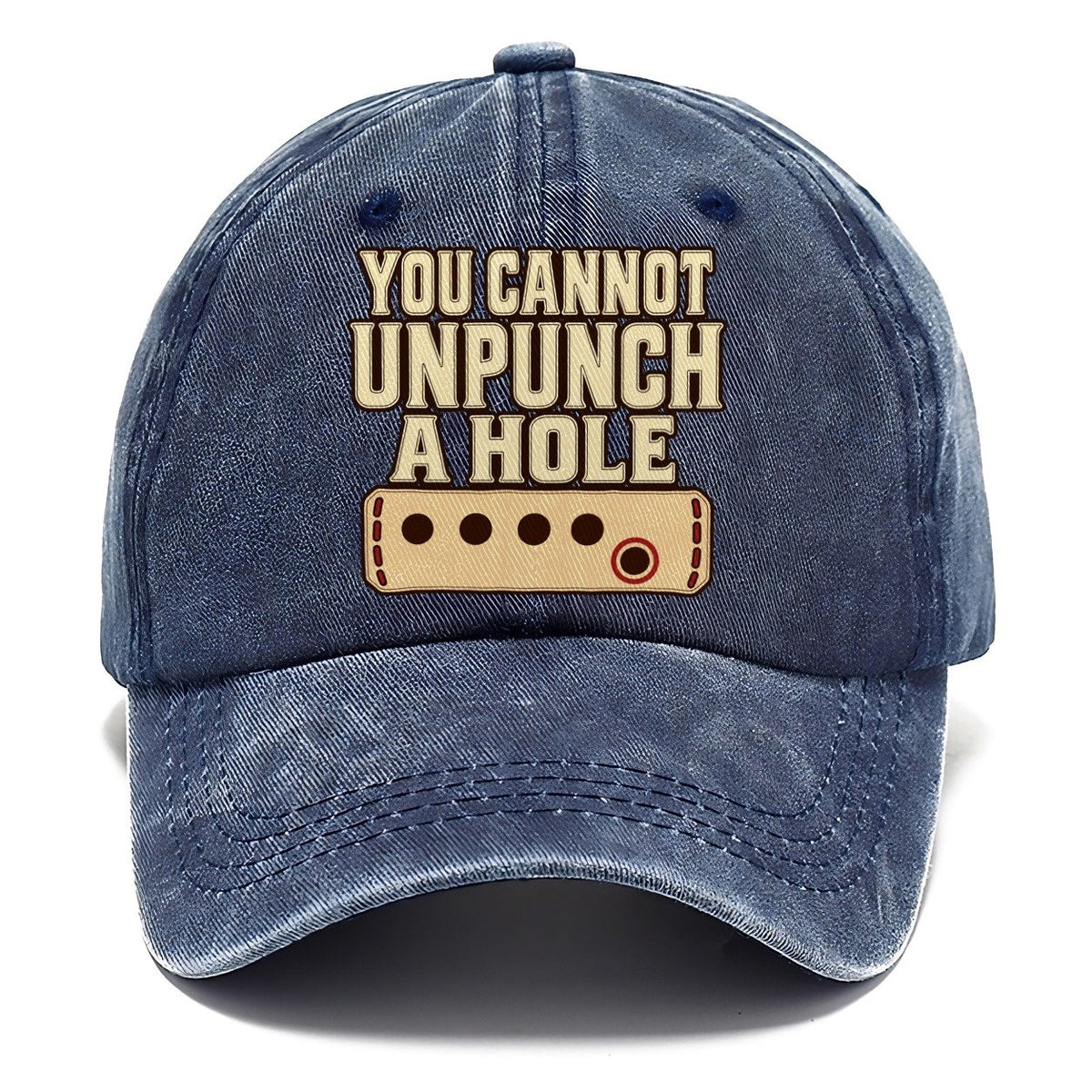 You Cannot Unpunch A Hole Leathercraft Classic Cap – Twilight Navy