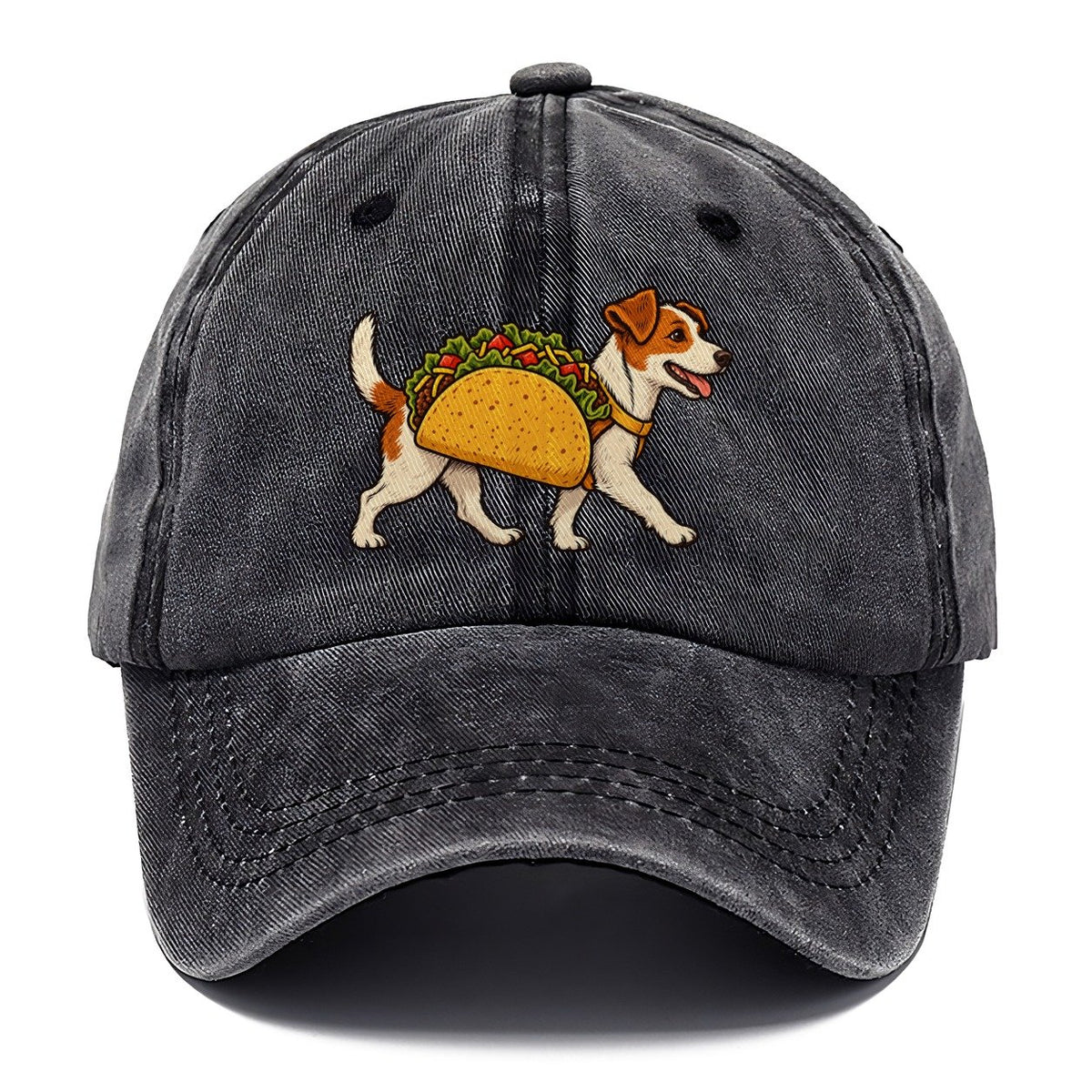One Jack Russell Terrier In Halloween Costume Taco Costume With Lettuce And Tomato Felt Bits Halloween Dog Parade Classic Cap – Graphite