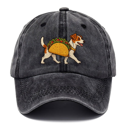 One Jack Russell Terrier In Halloween Costume Taco Costume With Lettuce And Tomato Felt Bits Halloween Dog Parade Classic Cap – Graphite