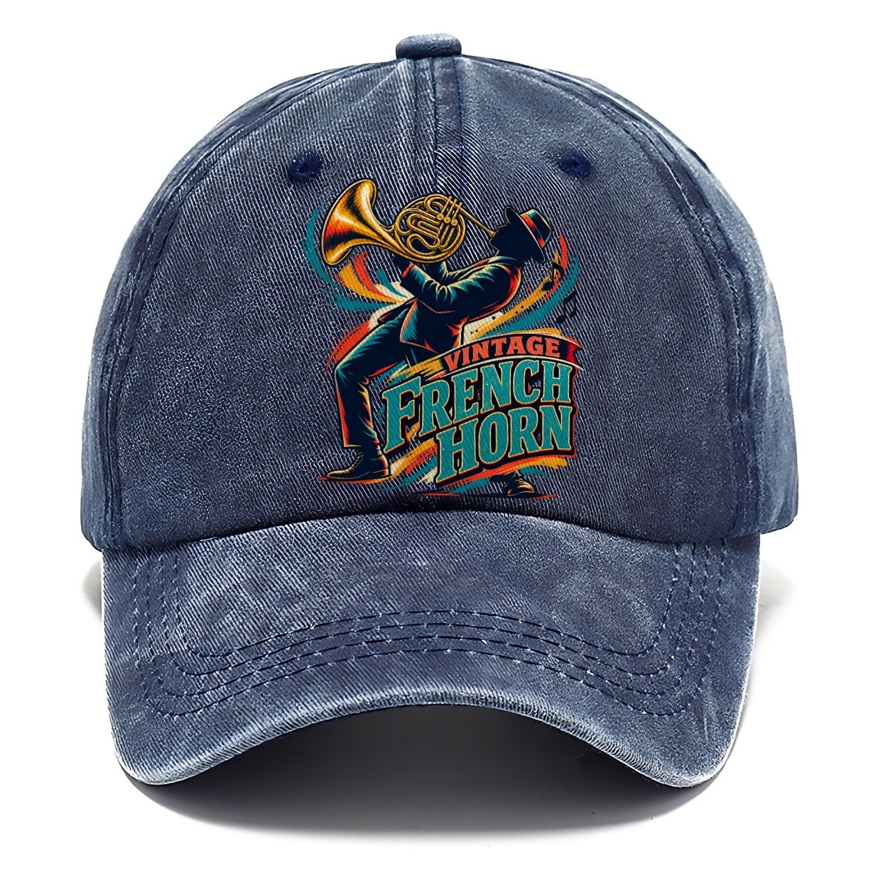 Vintage French Horn Music Instruments Classic Cap – Twilight Navy