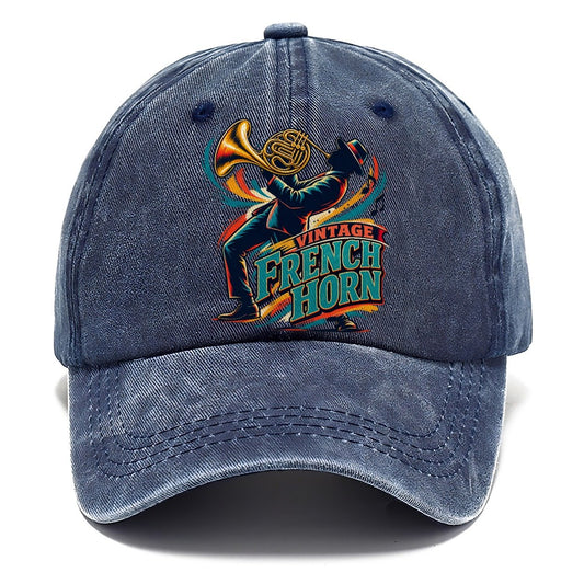Vintage French Horn Music Instruments Classic Cap – Twilight Navy