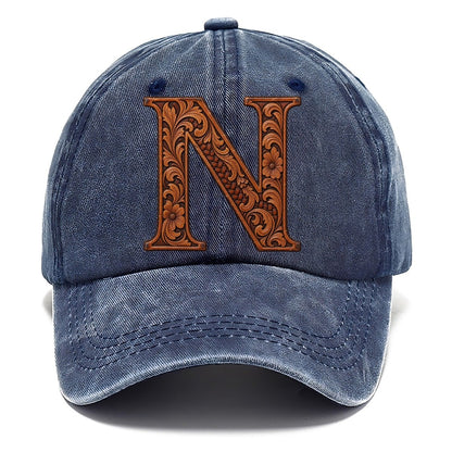 Tooled Leather N Monogram Classic Cap – Twilight Navy