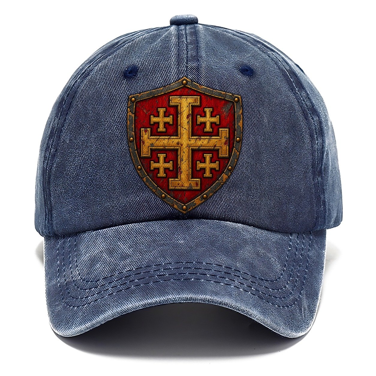 Crusader Battle Shield Heraldry Jerusalem Cross Classic Cap – Twilight Navy