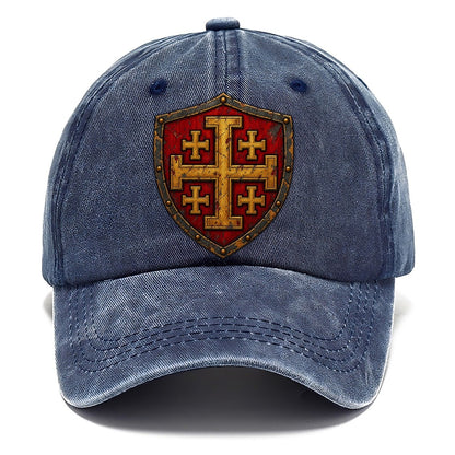 Crusader Battle Shield Heraldry Jerusalem Cross Classic Cap – Twilight Navy
