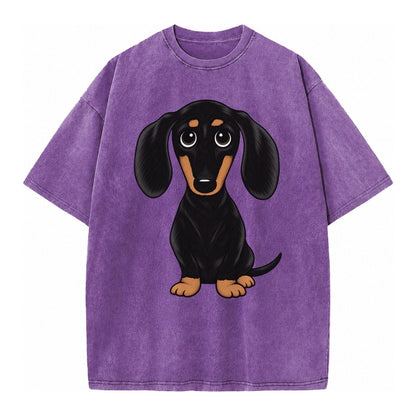 Vintage Style Dachshund Print Vintage T-shirt – Purple