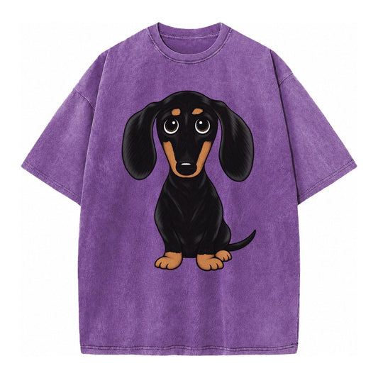 Vintage Style Dachshund Print Vintage T-shirt – Purple