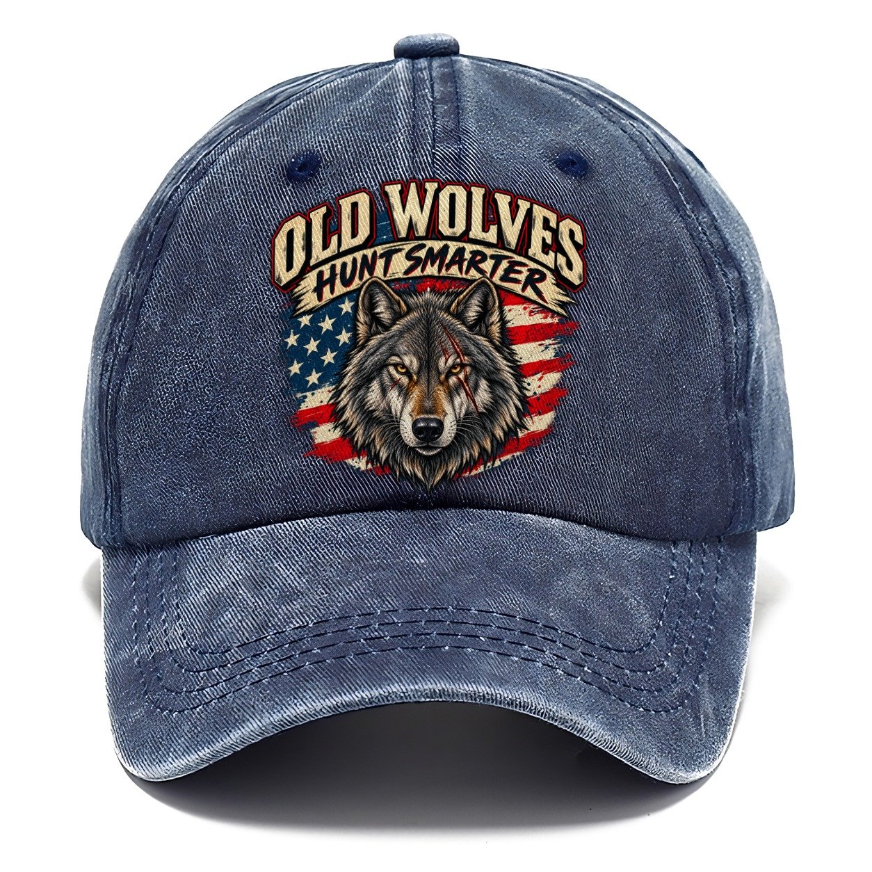 Old Wolves Hunt Smarter Old Man Strong Classic Cap – Twilight Navy