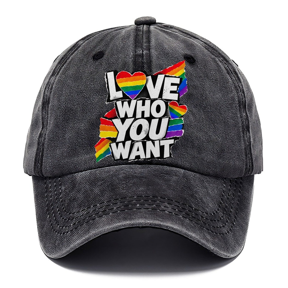 Love Who You Want Rainbow Heart Classic Cap – Graphite