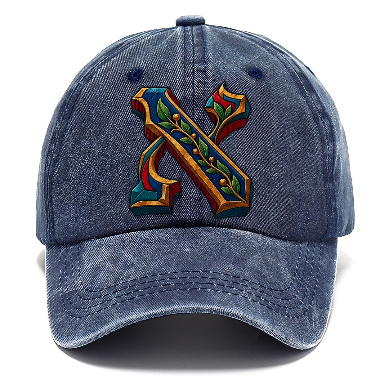 Aleph Letter Monogram Judaism Heritage Classic Cap – Twilight Navy