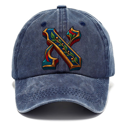 Aleph Letter Monogram Judaism Heritage Classic Cap – Twilight Navy