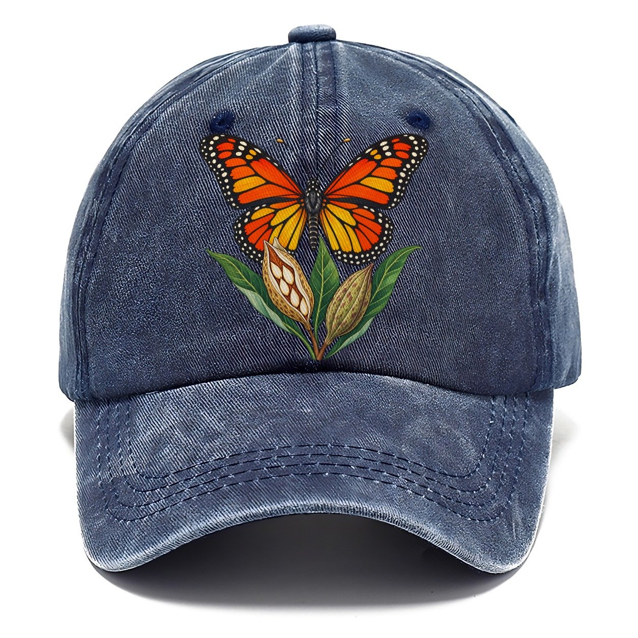 Monarch Butterfly And Milkweed Pods Canada Cultural Icons Classic Cap – Twilight Navy