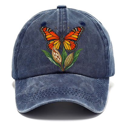 Monarch Butterfly And Milkweed Pods Canada Cultural Icons Classic Cap – Twilight Navy