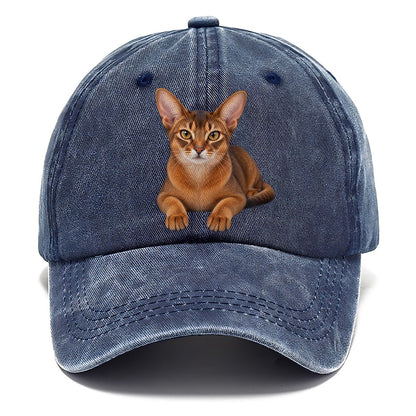 Abyssinian Reclining Paws Forward Realistic Cat Portrait Classic Cap – Twilight Navy
