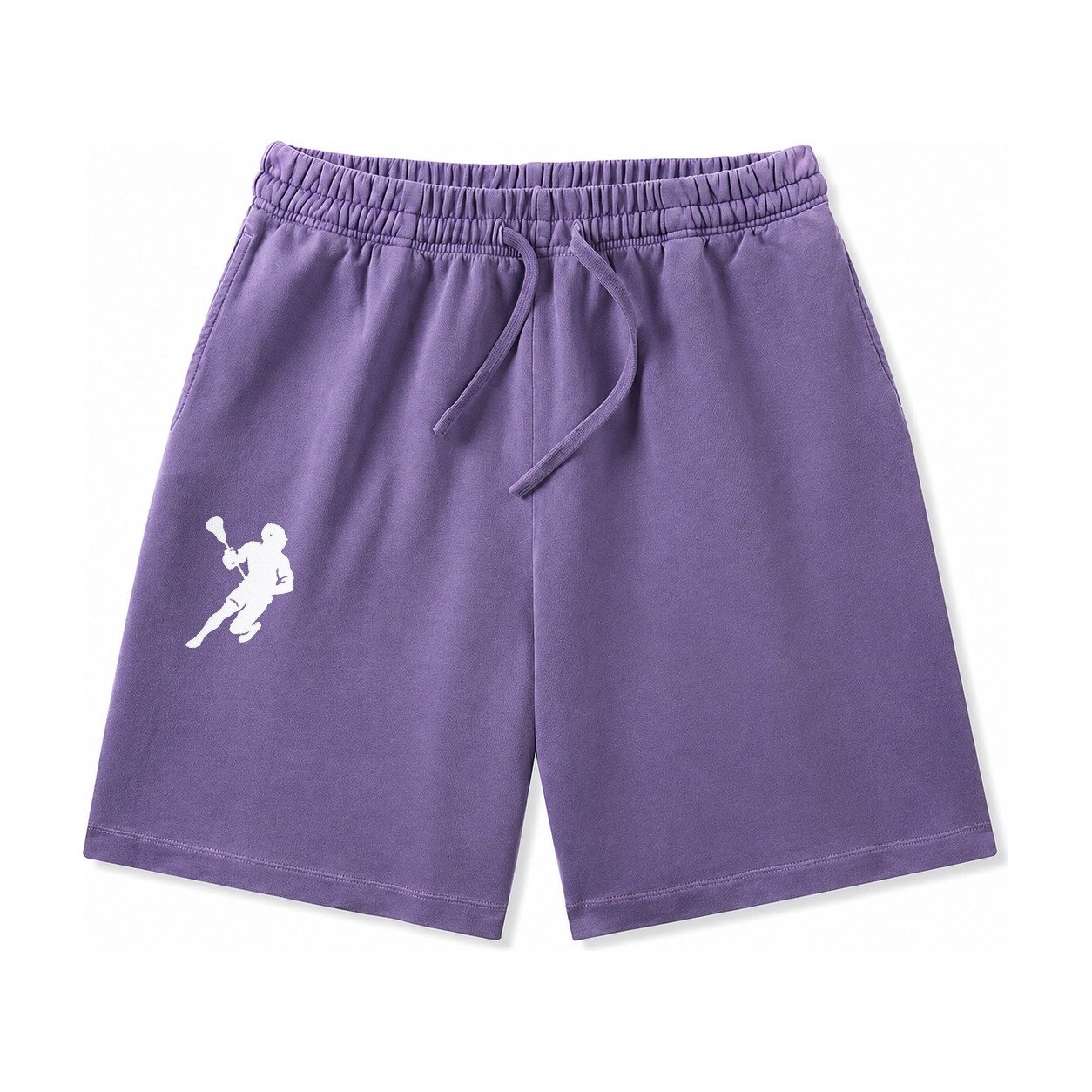 Lacrosse Player Cradling Stick Washed Shorts – Purple